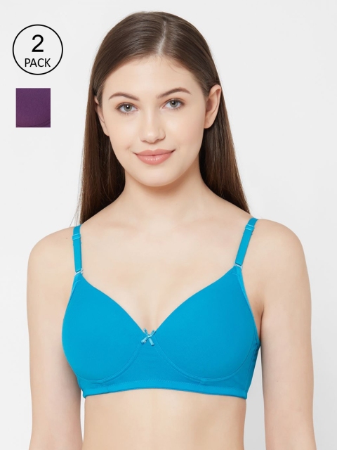 Juliet Women Pack Of 2 Solid Non-Wired Non-Padded Everyday Bra 1059, Blue