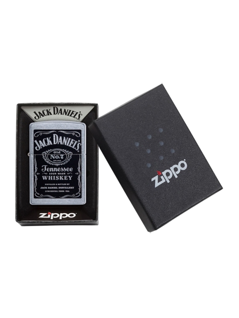 Zippo Silver-Toned Jack Daniels Tennessee Whiskey Label Street Chrome Pocket Lighter