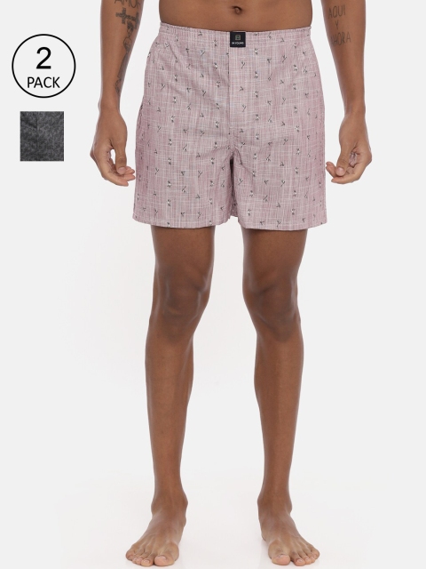 IMYOUNG Men Pack of 2 Assorted Pure Cotton Boxers