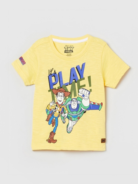 max Boys Yellow Printed Round Neck T-shirt