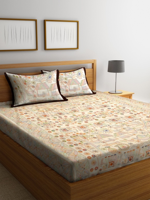 HOSTA HOMES Multicoloured Printed 300TC Double King Bedsheet With 2 Pillow Covers, Multi
HOSTA HOMES Multicoloured Printed 300TC Double King Bedsheet With 2 Pillow Covers, Multi