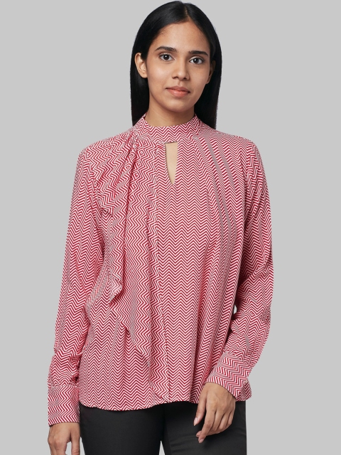 Park Avenue Woman Pink & Off-White Printed Top