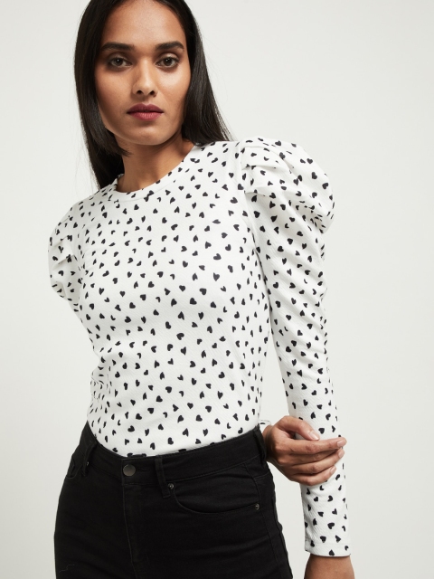 max Women Off-White Printed Top