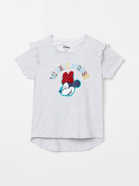Fame Forever by Lifestyle Girls Grey Melange Printed High-Low Top