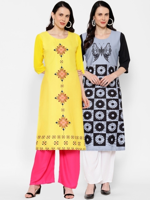 7Threads Women Multicoloured Printed Straight Kurta, Multi