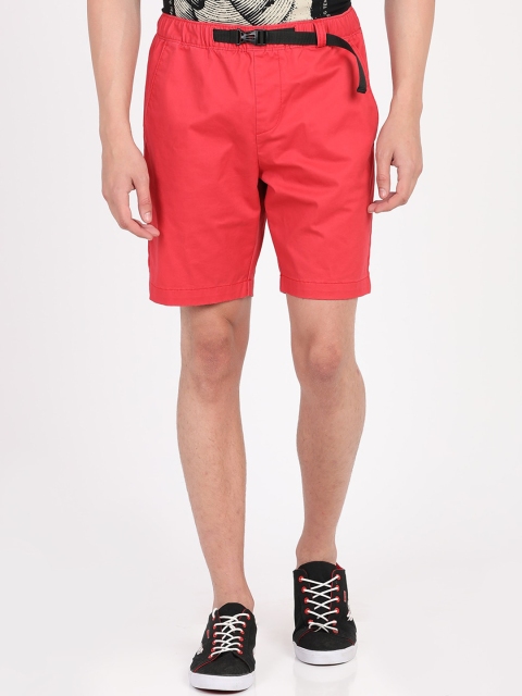 Breakbounce Men Red Solid Slim Fit Regular Shorts