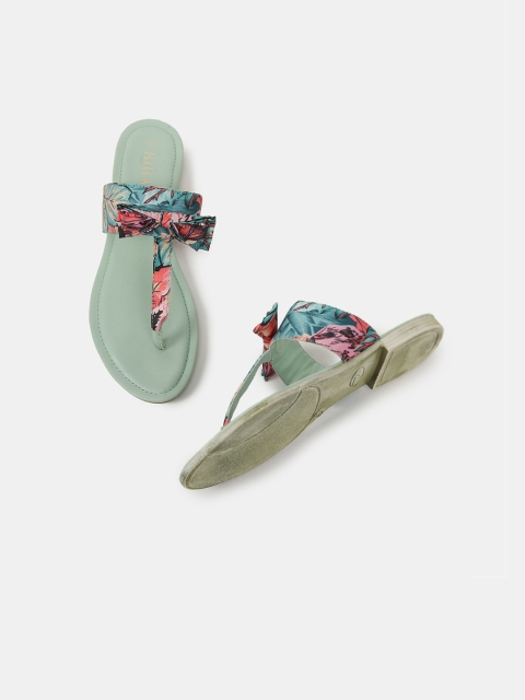 Biba Women Green Printed Open Toe Flats