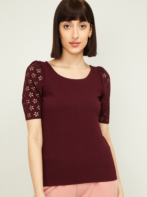 CODE by Lifestyle Women Burgundy Solid Top