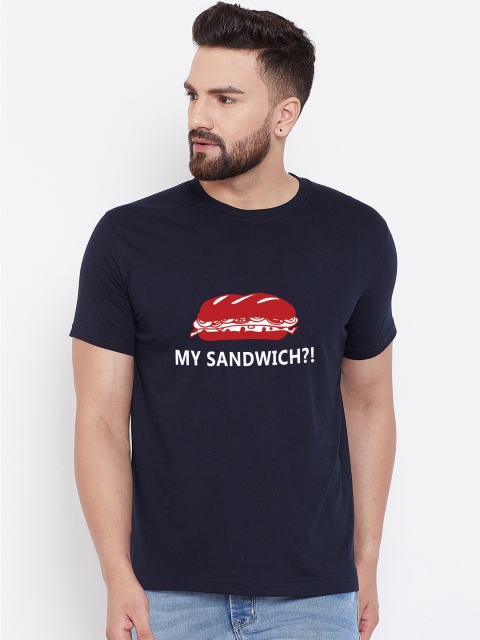 wesquare Men Navy Blue Friends Printed Round Neck T-shirt