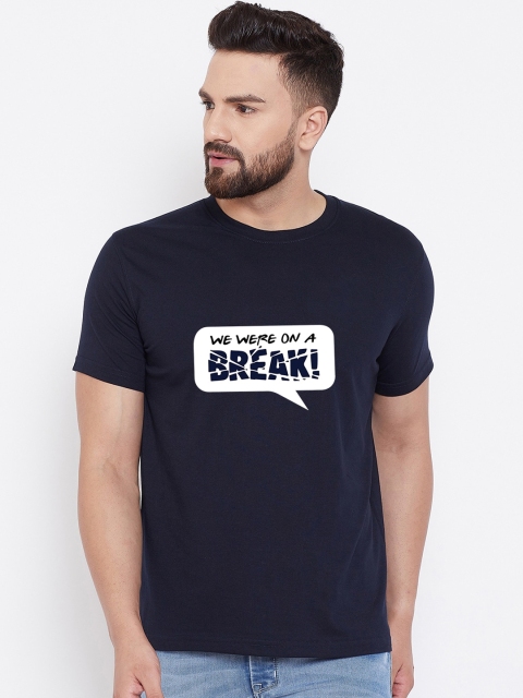 wesquare Men Navy Blue Printed Round Neck T-shirt