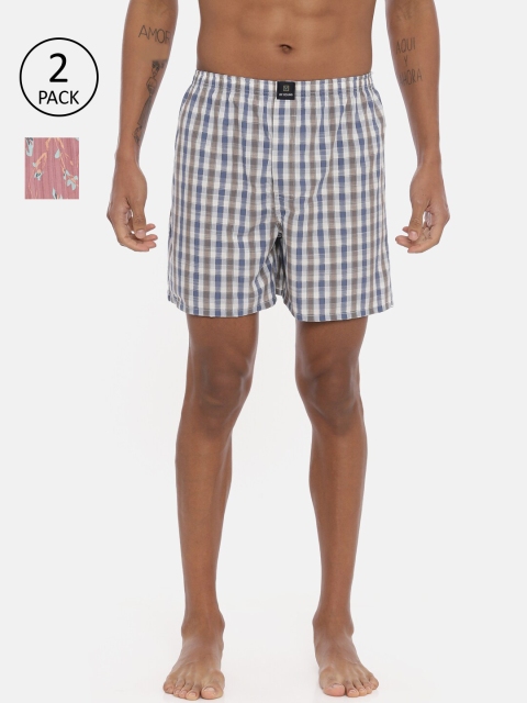 IMYOUNG Men Pack Of 2 Assorted Pure Cotton Boxers IMYBXRPK246M