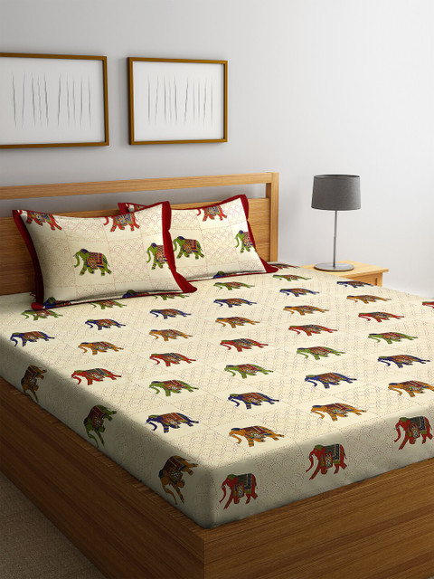 HOSTA HOMES Beige & Red Ethnic Motif Printed 300 TC 100% Cotton Double King Bedsheet with 2 Pillow Covers
HOSTA HOMES Beige & Red Ethnic Motif Printed 300 TC 100% Cotton Double King Bedsheet with 2 Pillow Covers