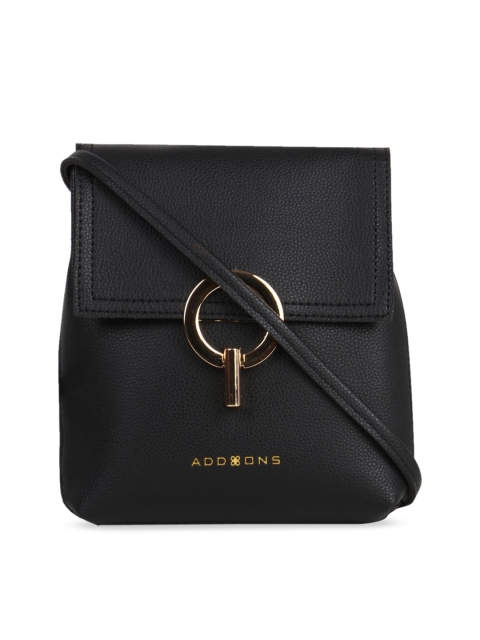 Addons Black Solid Sling Bag