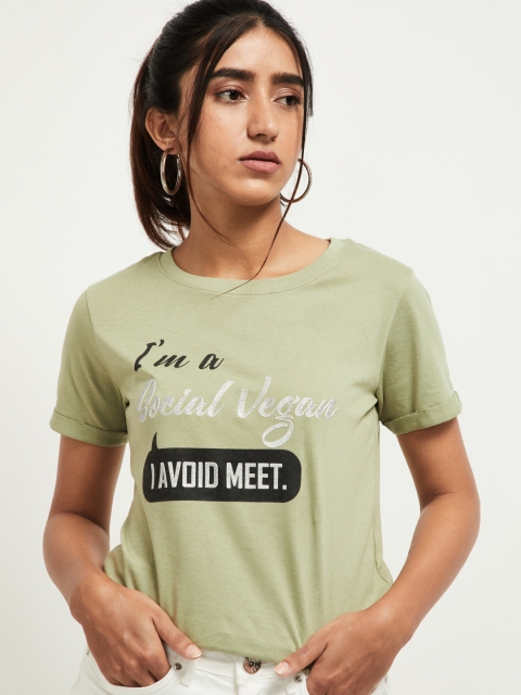 max Women Green Printed Top