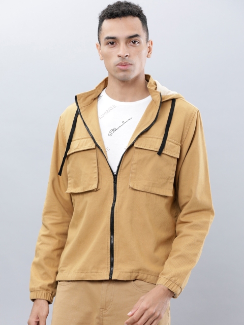 Ecko Unltd Men Khaki Solid Open Front Jacket