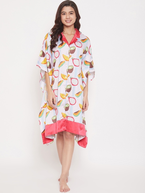 The Kaftan Company Women Beige & Brown Printed Knee-Length Nightdress