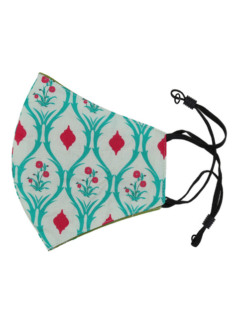 India Circus by Krsnaa Mehta Unisex Teal Green & Pink Printed 3-Ply Anti-Pollution Reusable Cotton Cloth Mask 
India Circus by Krsnaa Mehta Unisex Teal Green & Pink Printed 3-Ply Anti-Pollution Reusable Cotton Cloth Mask