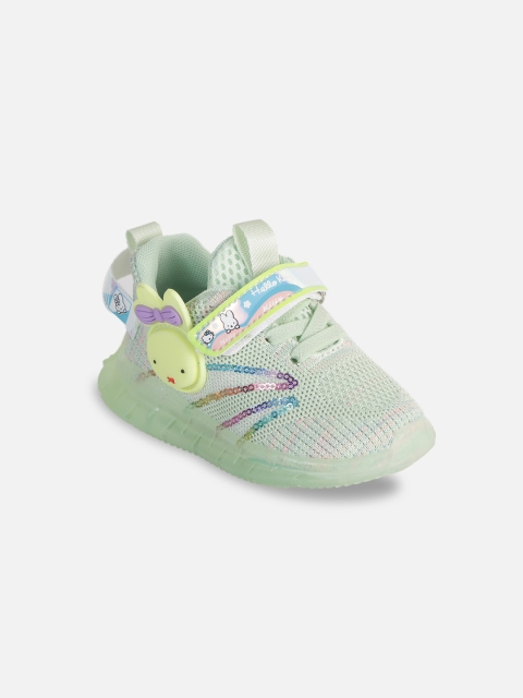 PASSION PETALS Girls Green Printed LED Sneakers