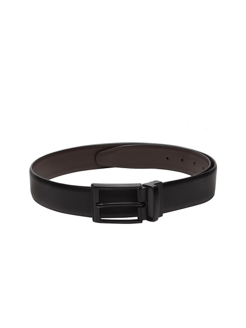 Teakwood Leathers Men Black & Brown Textured Reversible Genuine Leather Belt