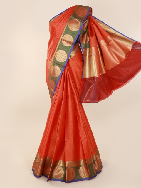 Pothys Orange Woven Design Cotton Blend Saree