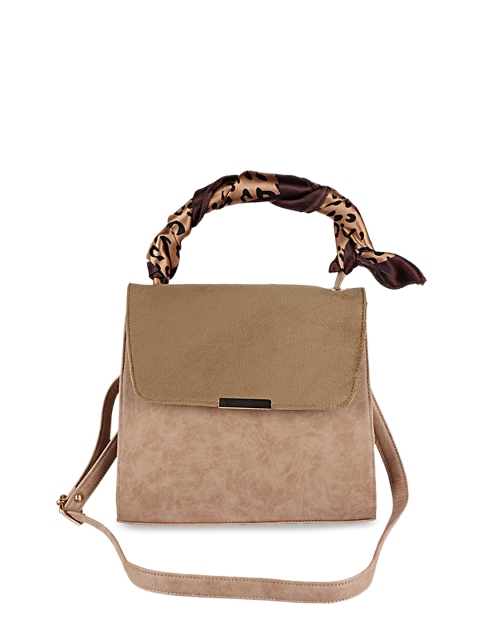 Shoetopia Tan Colourblocked Handheld Bag