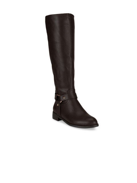 ROSSO BRUNELLO Women Coffee Brown Solid Heeled Boots