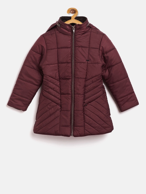 Okane Girls Maroon Solid Padded Jacket