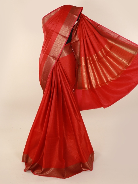 Pothys Red Woven Design Cotton Blend Saree