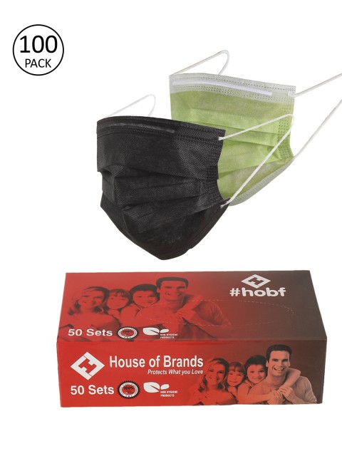 LONDON FASHION hob Unisex Pack Of 100 3-Ply Ultrasonic Anti-Pollution Disposable Masks With Nose Pin, Olive
LONDON FASHION hob Unisex Pack Of 100 3-Ply Ultrasonic Anti-Pollution Disposable Masks With Nose Pin, Olive