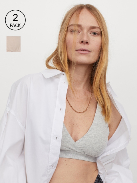 H&M Grey & Beige MAMA 2-pack nursing Sustainable Bras