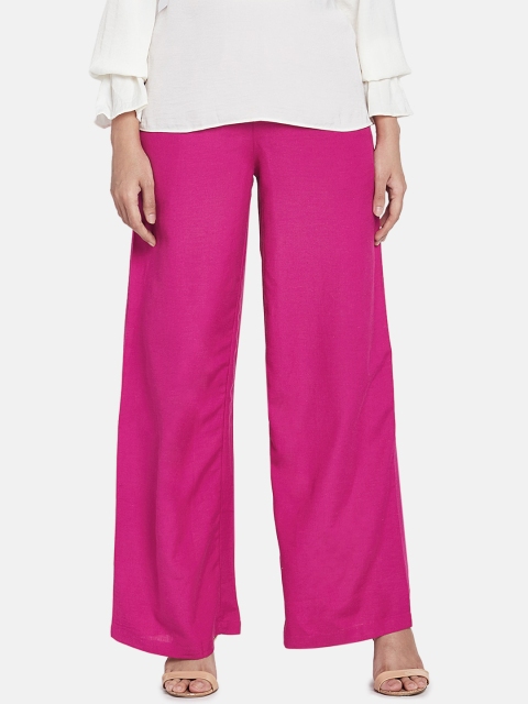 Go Colors Women Pink Solid Wide-Leg Palazzo
