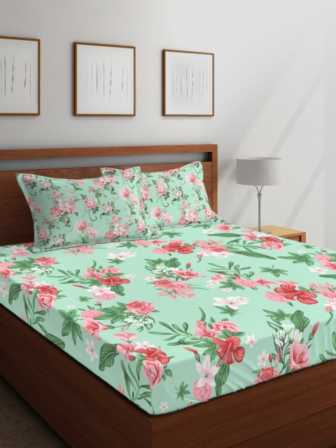 Layers Green & Pink Floral Tuscany Printed 104 TC Cotton Double Queen Bedsheet With 2 Pillow Covers
Layers Green & Pink Floral Tuscany Printed 104 TC Cotton Double Queen Bedsheet With 2 Pillow Covers