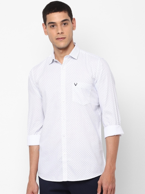 Allen Solly Men White Slim Fit Printed Casual Shirt