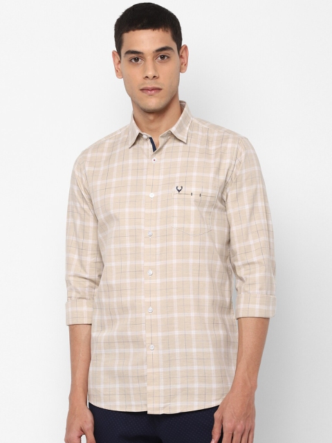 Allen Solly Men Beige Slim Fit Checked Casual Shirt