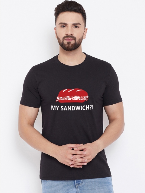 wesquare Men Black Printed Round Neck T-shirt