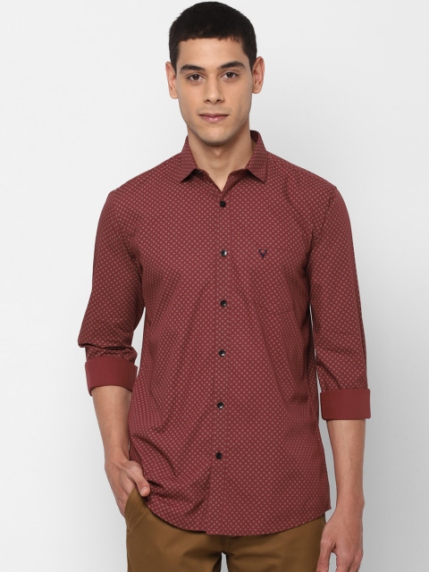 Allen Solly Men Maroon Slim Fit Printed Cotton Casual Shirt