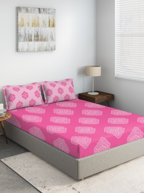 DDecor Pink Ethnic Motifs Printed 144 TC Cotton Double King Bedsheet With 2 Pillow Covers
DDecor Pink Ethnic Motifs Printed 144 TC Cotton Double King Bedsheet With 2 Pillow Covers