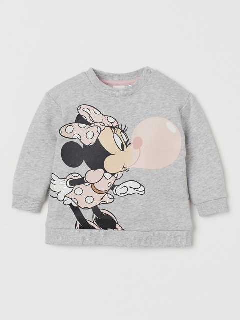 H&M Girls Grey Minnie Mouse Printed Sweatshirt
