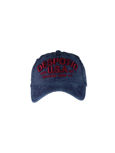 iSWEVEN Unisex Blue & Red Embroidered Snapback Cap