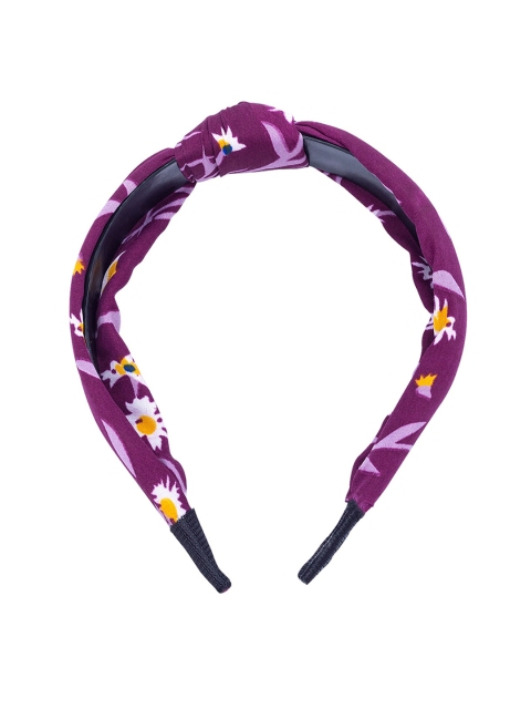 Golden Peacock Magenta-Pink & Yellow Printed Knot Design Hairband