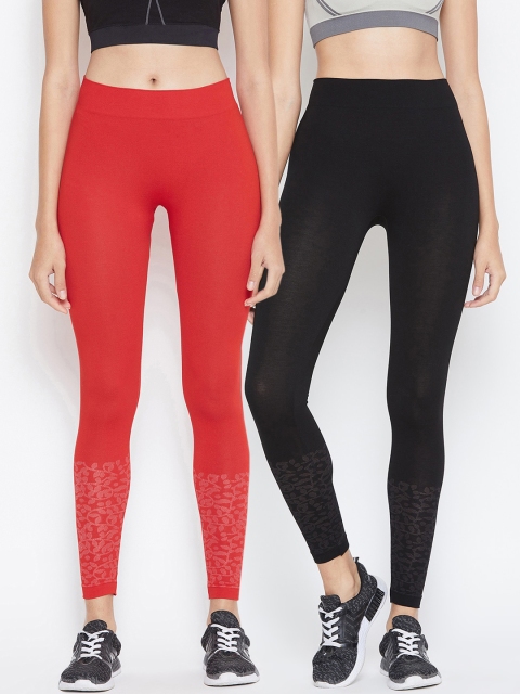 C9 AIRWEAR Women Pack of 2 Black and Red Active Leggings