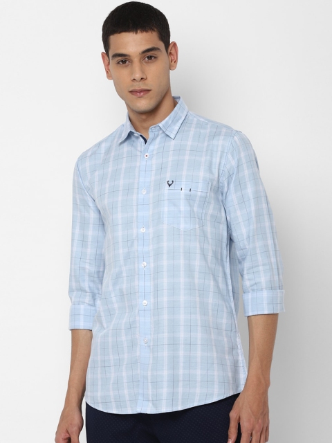 Allen Solly Men Blue & Off-White Slim Fit Checked Casual Shirt