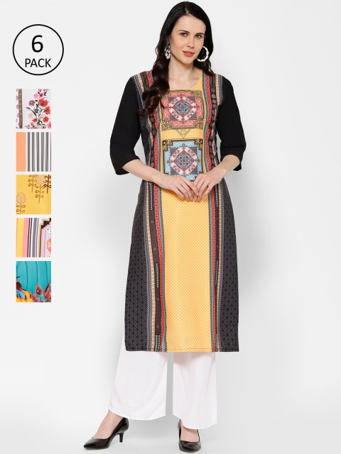 7Threads Women Multicoloured Pack of 6 Ethnic Motifs Printed Thread Work Crepe Kurta, Multi
7Threads Women Multicoloured Pack of 6 Ethnic Motifs Printed Thread Work Crepe Kurta, Multi