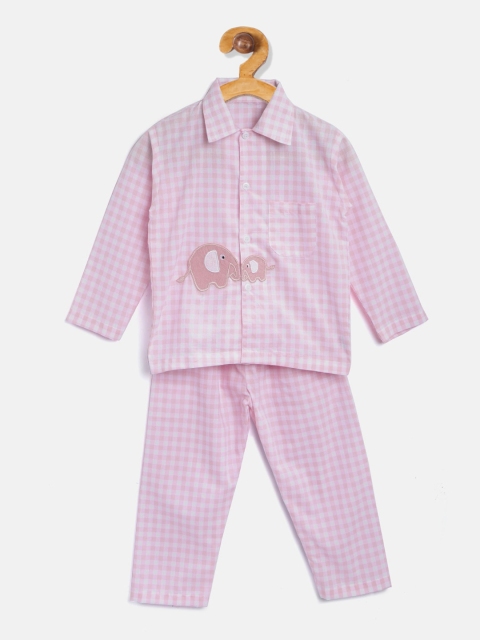 Kids Clan Kids Pink & White Checked Night Suit