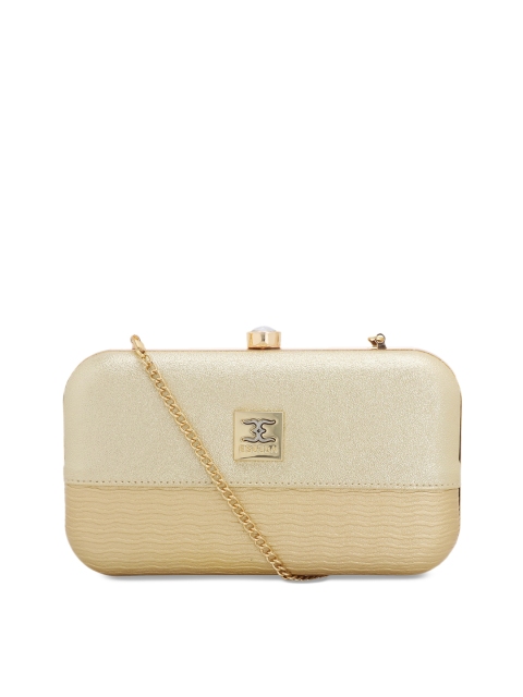 ESBEDA Women Gold-Toned Solid Glitter Box Clutch