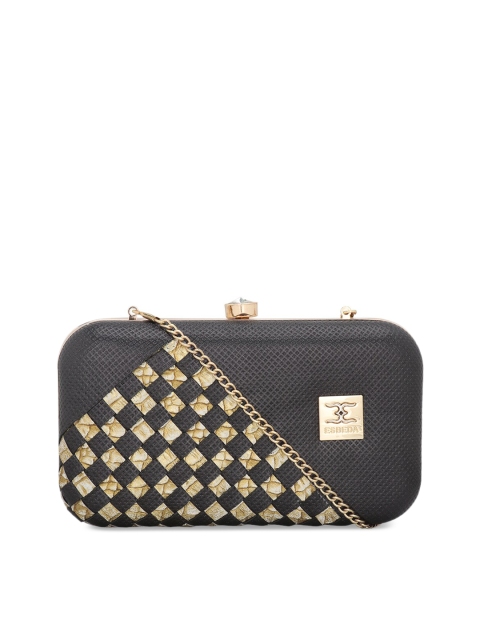 ESBEDA Women Black Solid Glitter Box Clutch