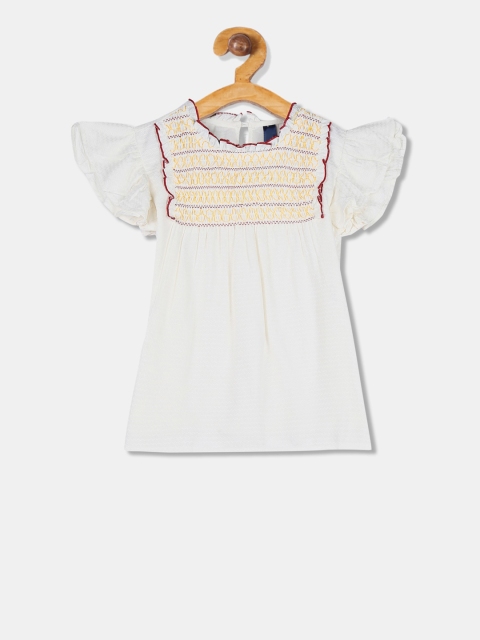 Cherokee Girls Off-White Embroidered A-Line Top