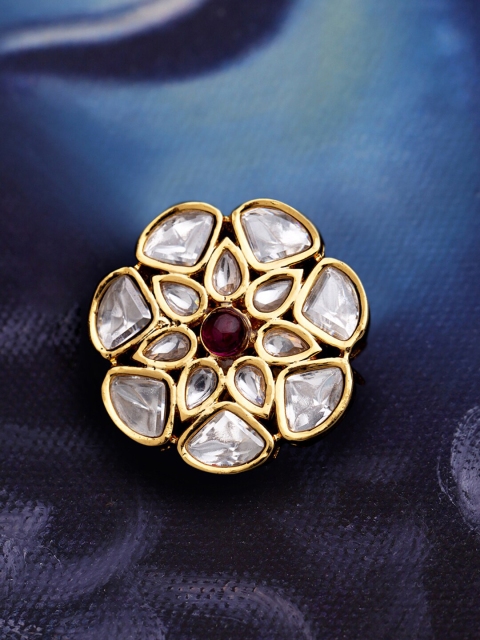 Studio Voylla Gold-Plated White & Pink Kundan & Stone-Studded Udaipur Adjustable Finger Ring
Studio Voylla Gold-Plated White & Pink Kundan & Stone-Studded Udaipur Adjustable Finger Ring