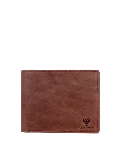 LEISURES Men Brown Solid Genuine Leather Two-Fold Wallet
