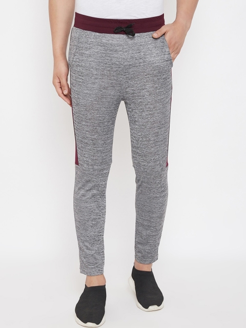 CHROME & CORAL Men Grey Melange Solid Slim Fit Track Pants